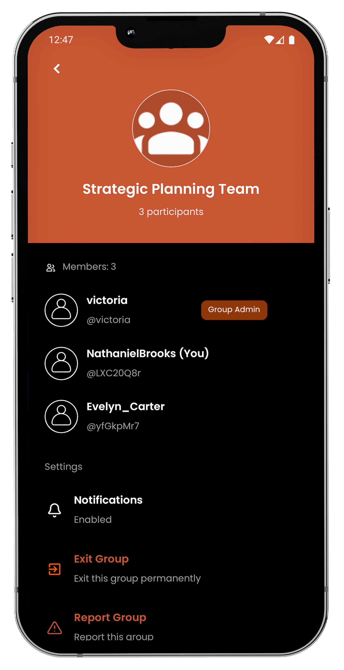 Rackon group chat settings admin controls for secure business messaging